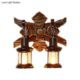 Vintage Style 2-Light Indoor Sconce Lamp: Black Candle/Lantern Wall Lighting With Clear Glass/Marble