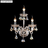 Vintage Style Amber Crystal Candle Wall Sconce With 3 Lights For Living Room