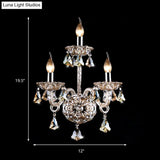 Vintage Style Amber Crystal Candle Wall Sconce With 3 Lights For Living Room