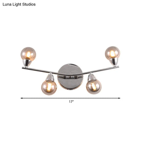 Vintage Style Ball Shaped Glass Wall Sconce Light With Chrome Finish - 2/4 Lights Ideal For Living