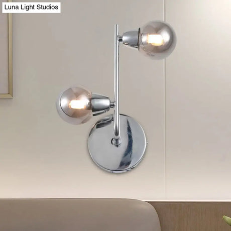 Vintage Style Ball Shaped Glass Wall Sconce Light With Chrome Finish - 2/4 Lights Ideal For Living
