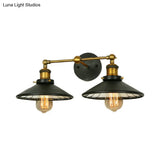 Vintage Style Black Metal Sconce Lighting - 2/3 Bulbs Cone Shade Wall Mount Light Perfect For