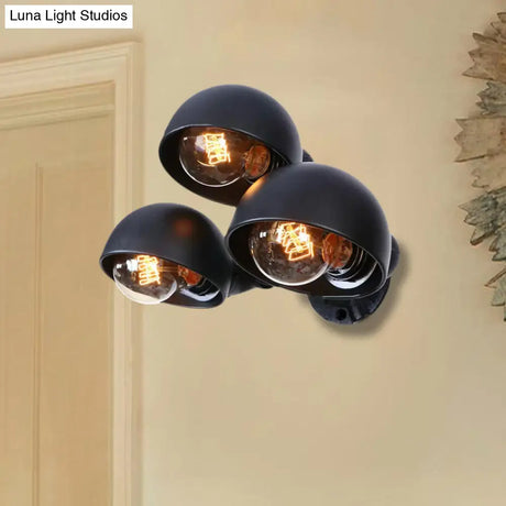 Vintage Style Black Metal Wall Lighting - Pipe Design For Corridor 3 Head Semi Circle Mount Fixture