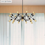 Vintage Style Black Spider Metal Hanging Ceiling Light - Adjustable Chandelier For Restaurants