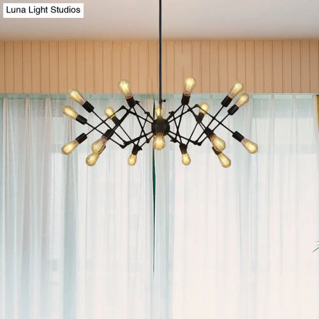Vintage Style Black Spider Metal Hanging Ceiling Light - Adjustable Chandelier For Restaurants
