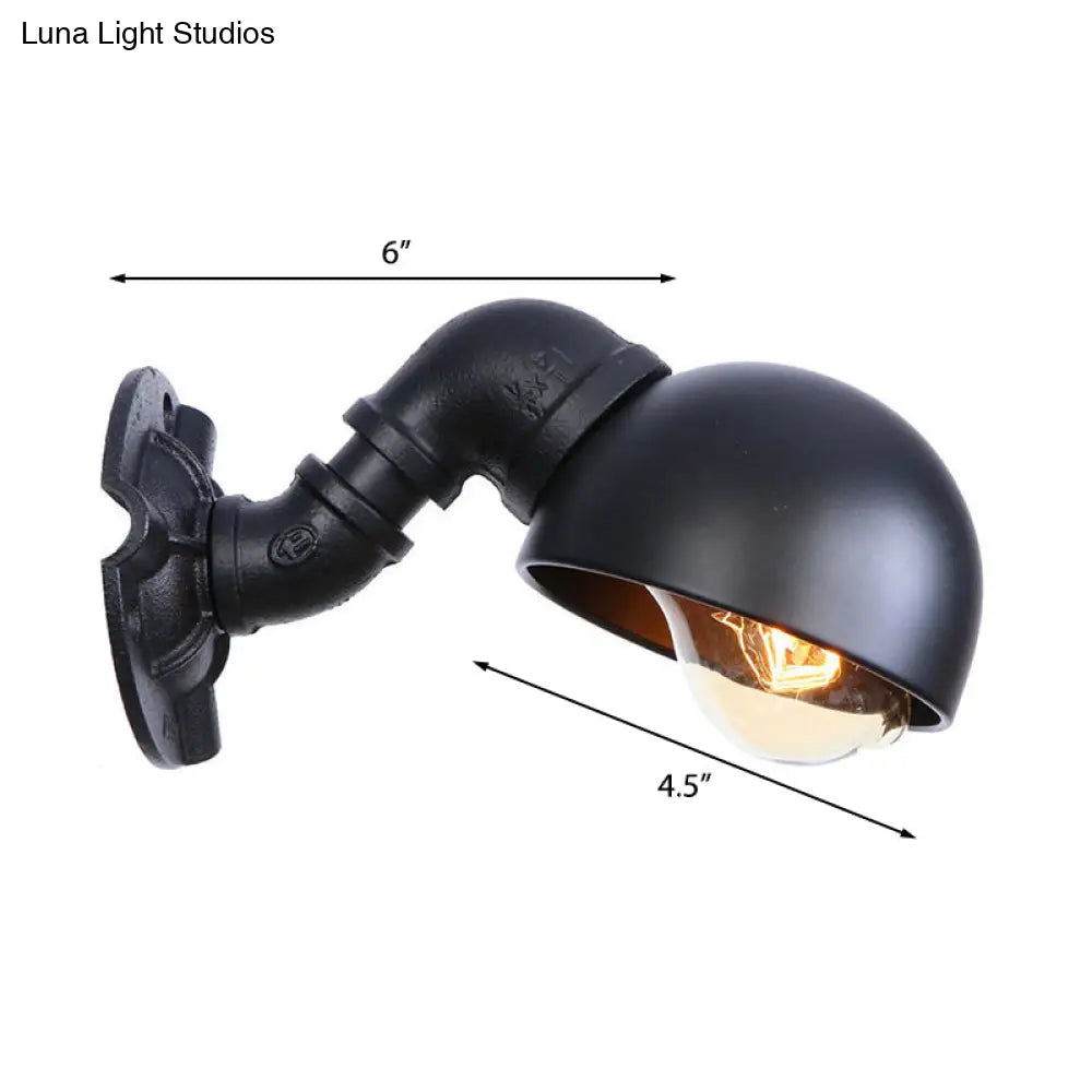 Vintage Style Black Wall Sconce With Metal Bowl Shade - Perfect For Stairways And More!