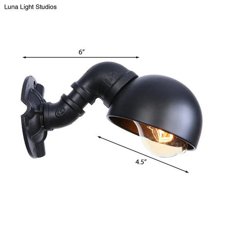 Vintage Style Black Wall Sconce With Metal Bowl Shade - Perfect For Stairways And More!