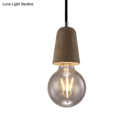 Vintage Style Blue/Gray Cement Mini Pendant Light With Open Bulb – Adjustable Cord