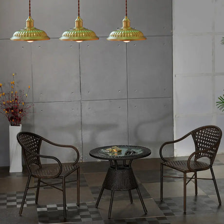 Vintage Style Brass Hanging Lamp With Ridged Bowl Shade - 1 Head Pendant Lighting For Dining Tables