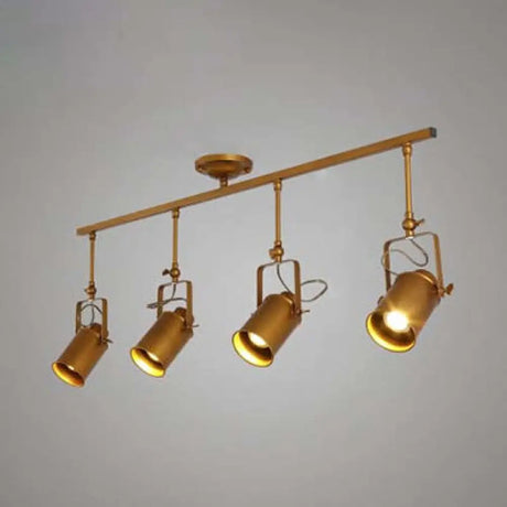 Vintage Style Bronze/Gold Finish Semi Flush Mount Ceiling Light With Cylindrical Shade – Ideal