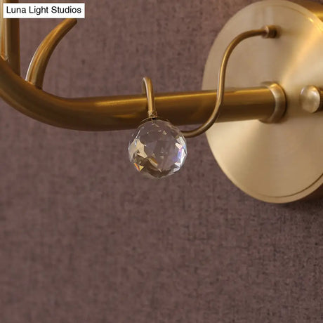 Vintage Style Clear Glass Wall Sconce With Gold Finish - Half-Head Cylindrical Corridor Mount Light