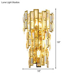 Vintage-Style Crystal Tiered Wall Sconce: Gold Finish 3/5 Lights Living Room Lamp