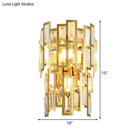 Vintage-Style Crystal Tiered Wall Sconce: Gold Finish 3/5 Lights Living Room Lamp