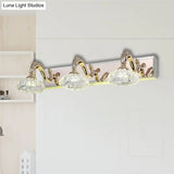 Vintage Style Crystal Vanity Wall Lamp In Gold Finish With 2/3/4 Clear Heads 13/18 Wide