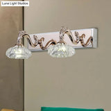 Vintage Style Crystal Vanity Wall Lamp In Gold Finish With 2/3/4 Clear Heads 13/18 Wide