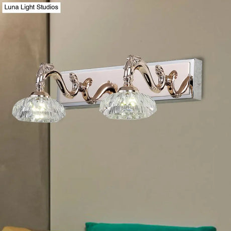 Vintage Style Crystal Vanity Wall Lamp In Gold Finish With 2/3/4 Clear Heads 13/18 Wide