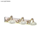 Vintage Style Crystal Vanity Wall Lamp In Gold Finish With 2/3/4 Clear Heads 13/18 Wide