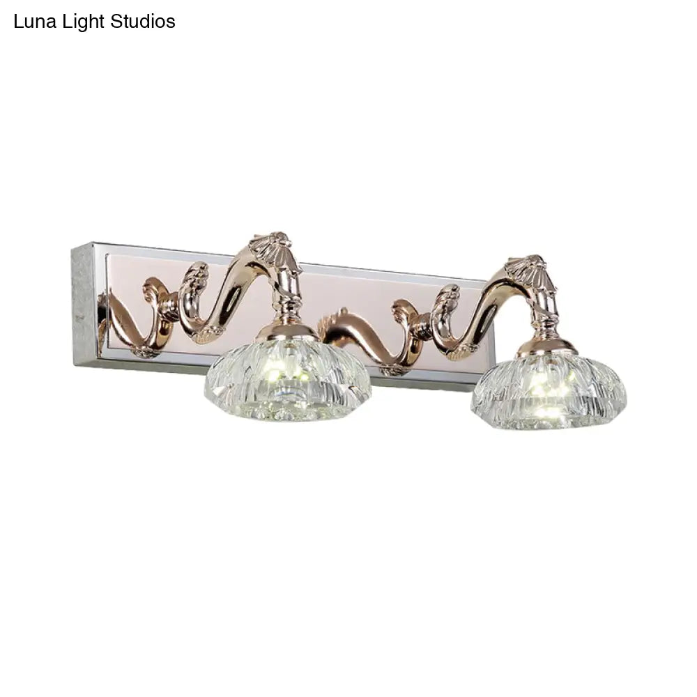 Vintage Style Crystal Vanity Wall Lamp In Gold Finish With 2/3/4 Clear Heads 13/18 Wide