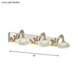 Vintage Style Crystal Vanity Wall Lamp In Gold Finish With 2/3/4 Clear Heads 13/18 Wide