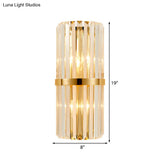 Vintage Style Crystal Wall Lamp With 2 Lights And Brass/Gold Sconce For Living Room