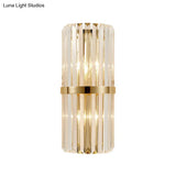 Vintage Style Crystal Wall Lamp With 2 Lights And Brass/Gold Sconce For Living Room