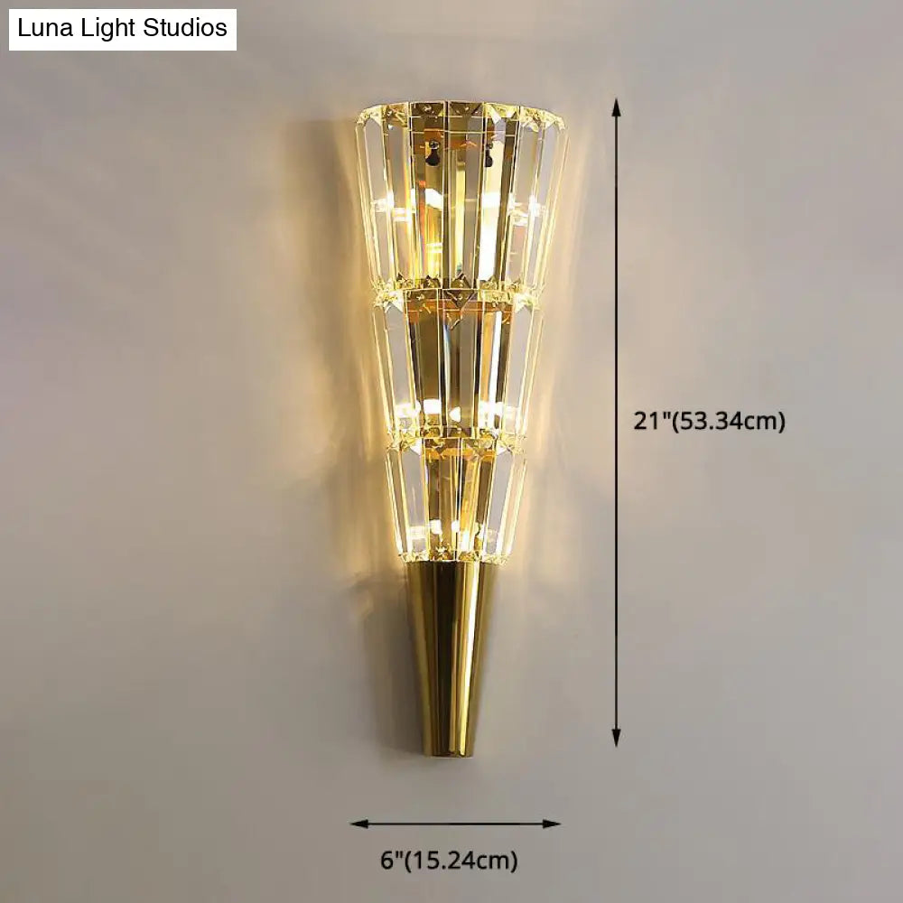 Vintage Style Crystal Wall Sconce - Layered Mount Lighting With 6/8 Clear Lights Ideal For Living