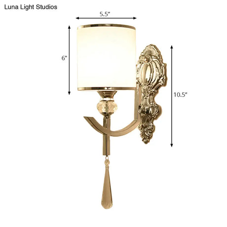 Vintage Style Cylinder Wall Sconce With Carved Backplate - Corridor Lighting In Chrome