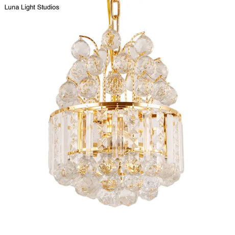 Vintage Style Empire Metal Pendant Chandelier With Crystal Ball Deco In Gold