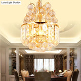 Vintage Style Empire Metal Pendant Chandelier With Crystal Ball Deco In Gold