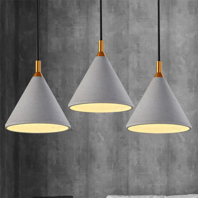 Vintage Style Gray Conical Ceiling Pendant: 1-Light Cement Fixture For Coffee Shops Grey