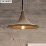 Vintage Style Grey Cement Pendant Lamp With Flared Shade For Restaurant Ceilings