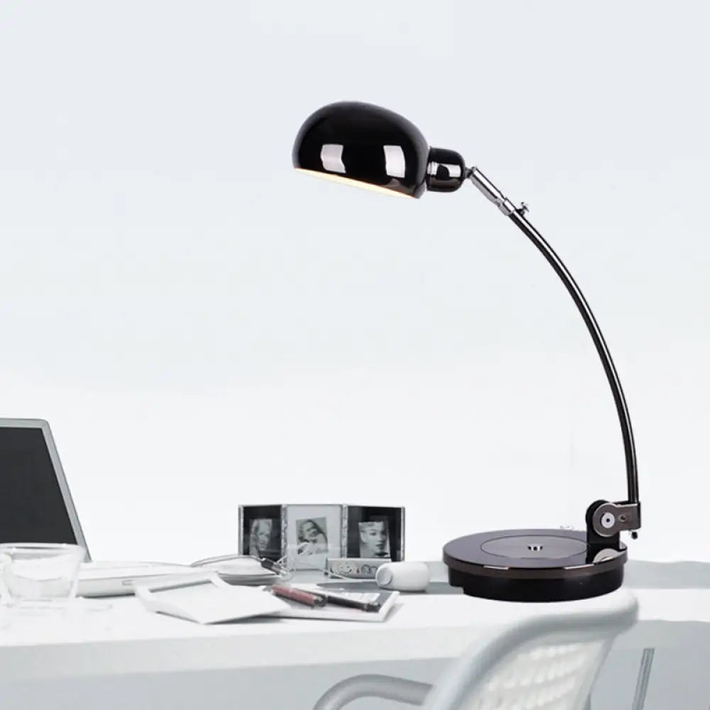 Vintage Style Led Reading Lamp: Domed Shade Black/Silver/Bronze Metal Task Lighting For Office Black