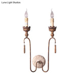 Vintage Style Metal Wall Lamp With Rustic Exposed Bulbs - Indoor Sconce Light Fixture 2/3 Lights