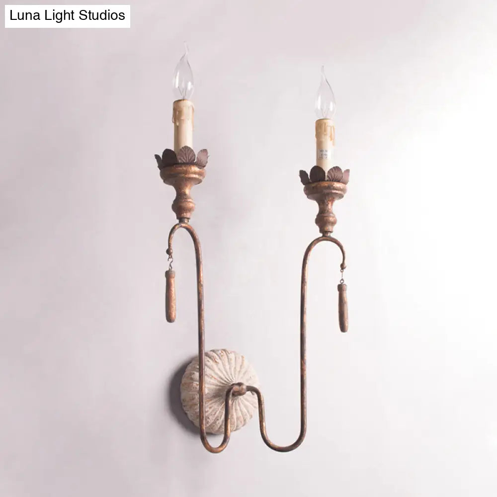 Vintage Style Metal Wall Lamp With Rustic Exposed Bulbs - Indoor Sconce Light Fixture 2/3 Lights