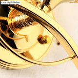 Vintage Style Metal Wall Sconce Light With Crystal Bead Deco - Chrome/Gold Finish