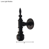 Vintage Style Metallic Matte Black Wall Lighting With Pipe Design And 1 Light For Bedroom