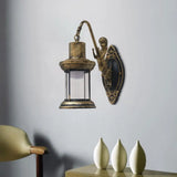 Vintage Style Outdoor Wall Lamp - Clear Glass Sconce Light Black/Bronze/Copper Kerosene 1-Light