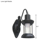 Vintage Style Outdoor Wall Lamp - Clear Glass Sconce Light Black/Bronze/Copper Kerosene 1-Light