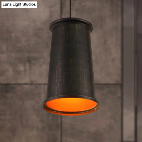 Vintage Style Pendant Light With Metal Shade | 1 Bulb Suspension Lighting For Dining Room In