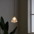 Vintage Style Ribbed Clear Glass Hanging Lamp - Single-Bulb Pendant For Restaurants