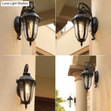 Vintage Style Rippled Glass Sconce With 1-Light And Black Finish Ideal For Yard Wall Mounting