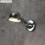Vintage Style Rotatable Sconce Light In White/Red Metallic Dome Shade 1-Light For Bedroom Wall