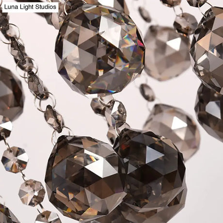Vintage Style Smoke Gray Crystal Chandelier Light - Pendant Lighting For Dining Room 3/5 Candle