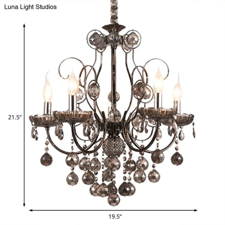 Vintage Style Smoke Gray Crystal Chandelier Light - Pendant Lighting For Dining Room 3/5 Candle