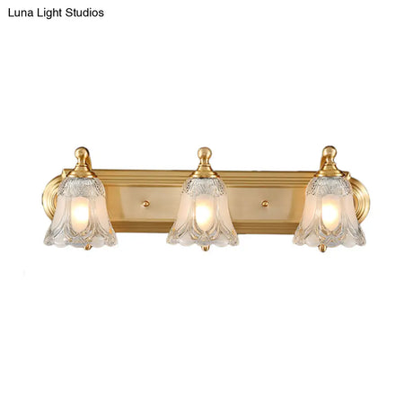Vintage Style Vanity Sconce Light With Clear Glass Shade Golden Wall Lighting For Bathroom - 2/3