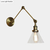 Vintage Style Wall Sconce With Clear Glass And Satin Brass Chrome Or Antique Finish - Perfect For