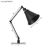 Vintage Stylish Conical Table Lamp With Metallic Shade Ideal For Study Rooms - 1 Head Black/Brass