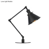 Vintage Stylish Conical Table Lamp With Metallic Shade Ideal For Study Rooms - 1 Head Black/Brass