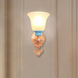 Vintage Swirled Arm Wall Light - Gold Metal Mounted Lighting With Frosted Ribbed Glass Shade 1 /
