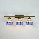 Vintage Tiffany Dome Wall Sconce Lamp Brass Finish - Yellow/Pink/Green/Blue 3 Lights For Bathroom